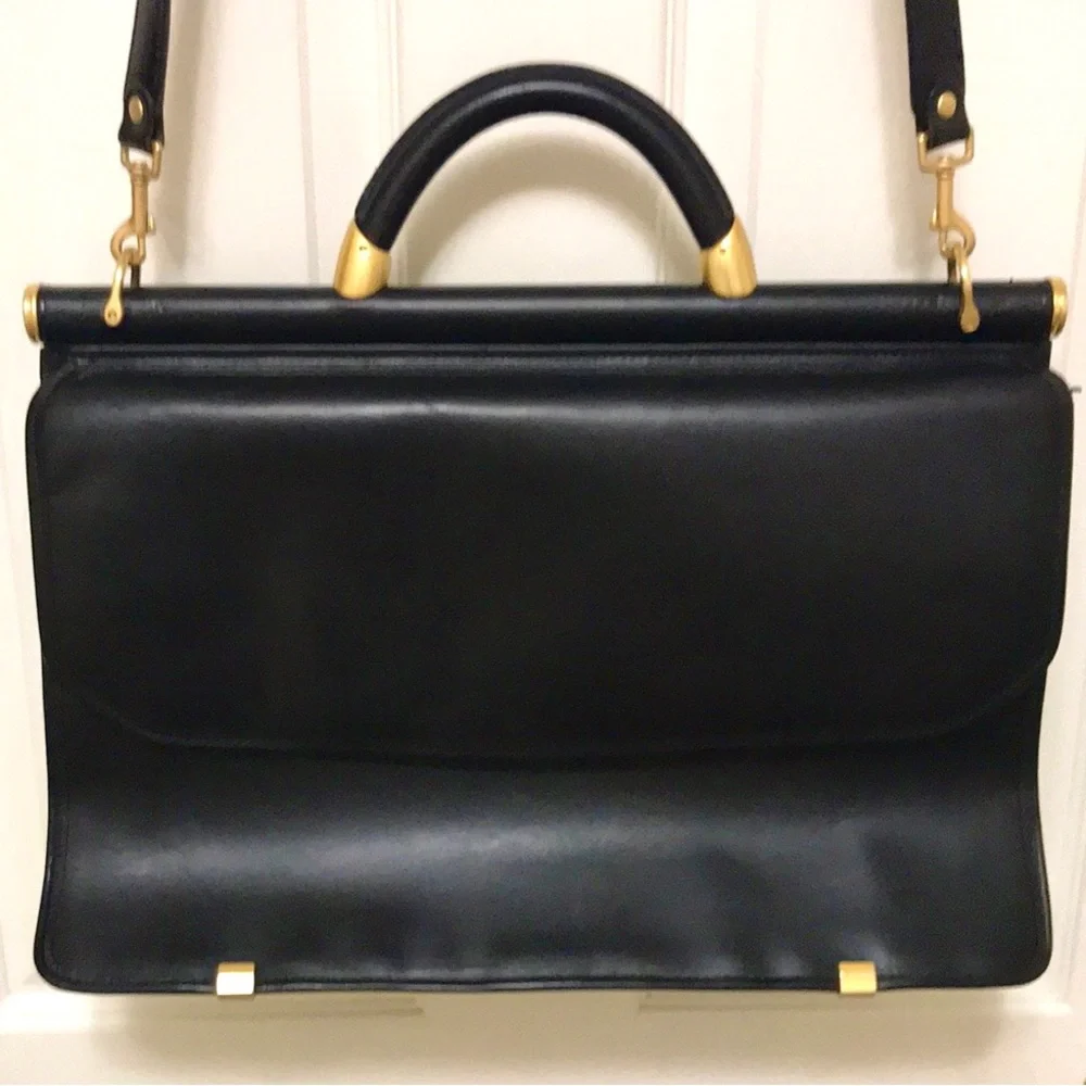 Vintage Hartmann Black Leather Unisex Briefcase